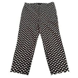 Talbots Chatham Crop Pants Black‎ White Print Women's Size 10 Boho Stretchy
